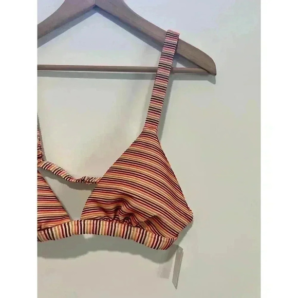 Madewell‎ Ribbed Triangle Bikini Top Ombré Stripe Size Large - Picture 4 of 9